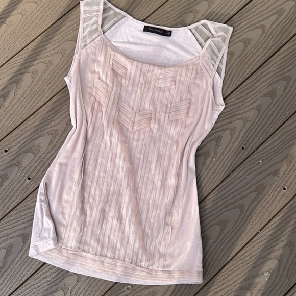 The Limited tan tulle front dress top - Picture 5 of 9